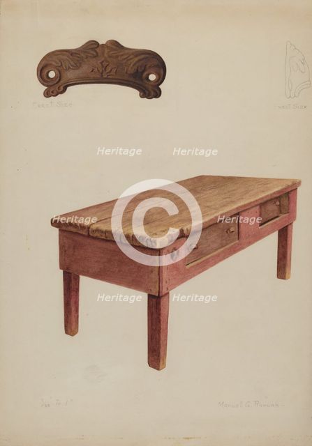 Tailor's Bench, c. 1938. Creator: Manuel G. Runyan.