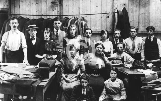 Tailoring workshop in Manchester, c1910. Artist: Unknown