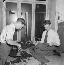 Tailors sewing and ironing, Landskrona, Sweden 1952
