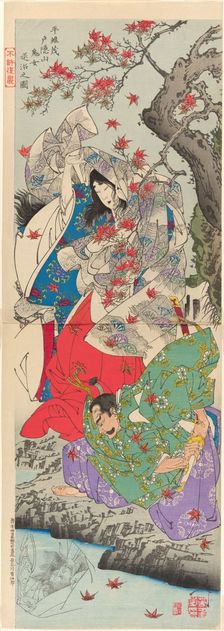 Taira Koremochi Conquering the Devil Woman on Mount Togakushi (Taira no Koremochi..., 1887. Creator: Tsukioka Yoshitoshi