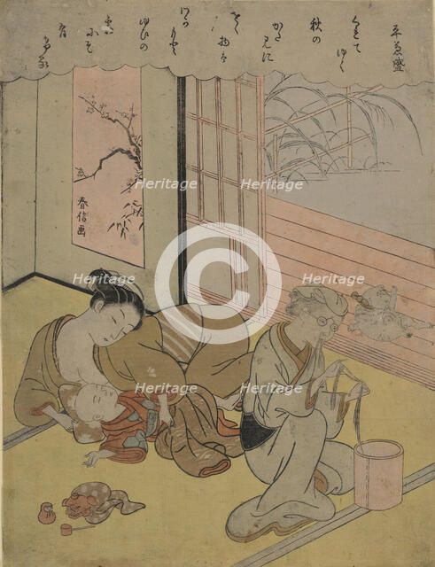 Taira no Kanemori (Mother with her child and an elderly woman), 1767-1769. Creator: Harunobu, Suzuki (1724-1770).
