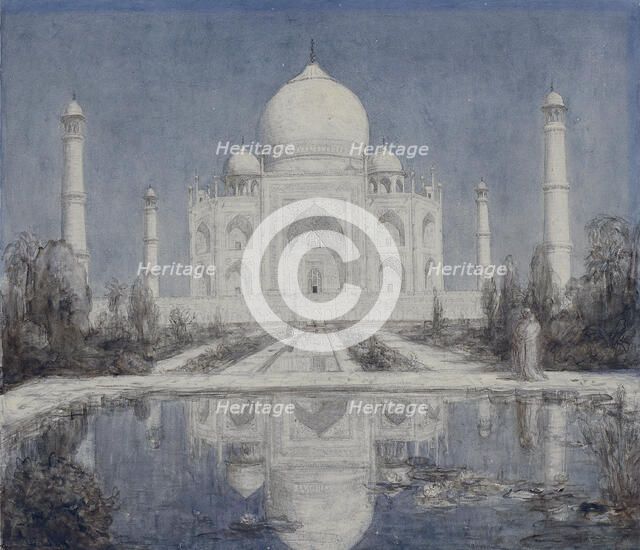 Taj Mahal by moonlight, 1877-1932. Creator: Marius Bauer.
