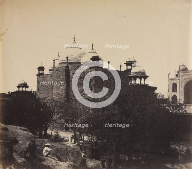 Taj Mahal, Back View of the Rest-House, with Figure, c. 1858-1862. Creator: John Murray (British, 1809-1898).