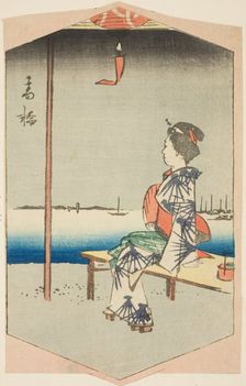 Takanawa, section of a sheet from the series "Cutout Pictures of Famous Places...", 1857. Creator: Ando Hiroshige