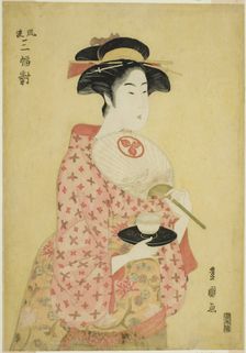 Takashima Ohisa, from the series "A Fashionable Set of Three (Furyu sanpuku tsui)", c. 1794. Creator: Utagawa Toyokuni I