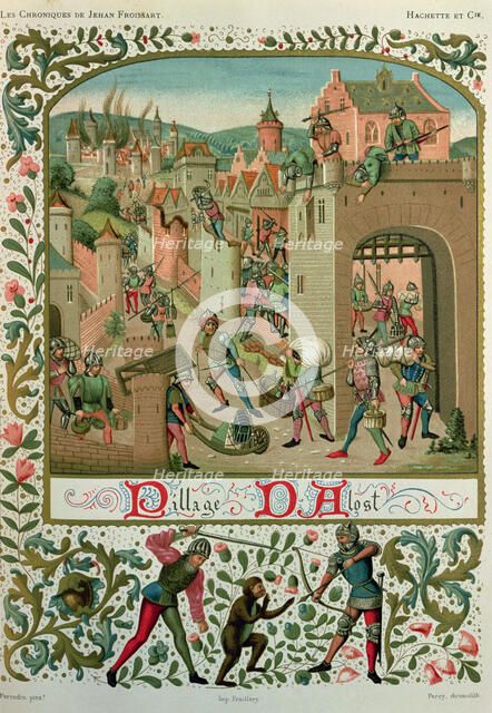 Take and pillage of Alost and Grammont by the inhabitants of Gant (1380), Miniature in 'Chronique…
