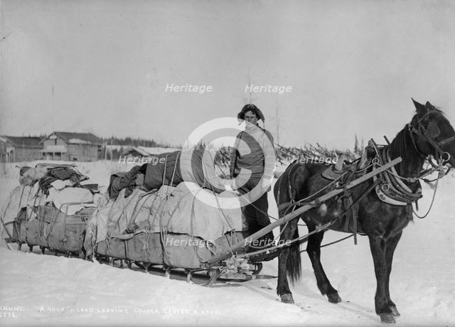 Taking a government load to Copper Center, between c1900 and c1930. Creator: Hunt, Phinney S..