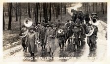 Taking a fallen comrade to the grave, Fort Sheridan, Illinois, USA, 1930