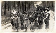 Taking a fallen comrade to the grave, Fort Sheridan, Illinois, USA, 1930