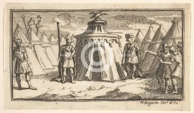 Taking Away the Military Belt or Girdle (John Beaver, Roman Military Punishments, 17..., after 1725. Creator: William Hogarth.