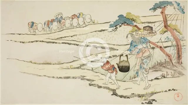 Taking Food to Rice Planters, Japan, late 18th/early 19th century. Creator: Kubo Shunman.