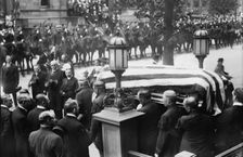 Taking Gaynor coffin from home to lie in state in City Hall, 1913. Creator: Bain News Service