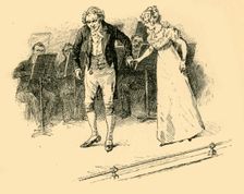 Taking his hand, turned him round to the audience (1907). Creator: Unknown