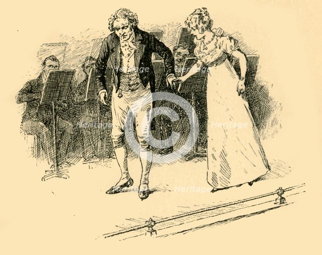 'Taking his hand, turned him round to the audience', (1907).  Creator: Unknown.
