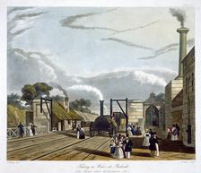Taking in Water at Parkside Liverpool and Manchester Railway, 1833. Artist: Henry Pyall