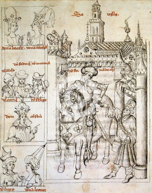 Taking Seville by Ferdinand III 'The Saint', illustration in the manuscript 'Geology of the Kings…