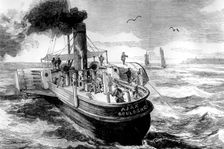 Taking soundings for a proposed Channel Tunnel, 1879. Creator: Unknown
