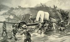 Taking the 4.7 Naval Gun Across The Tugela 1900. Creator: Joseph Finnemore