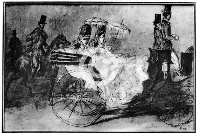 'Taking the Air', 19th century, (1930). Artist: Constantin Guys