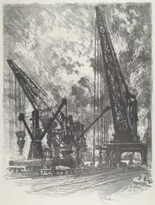 Taking the Big Gun Away, 1916. Creator: Joseph Pennell