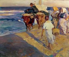 Taking the Boat oil by Joaquín Sorolla