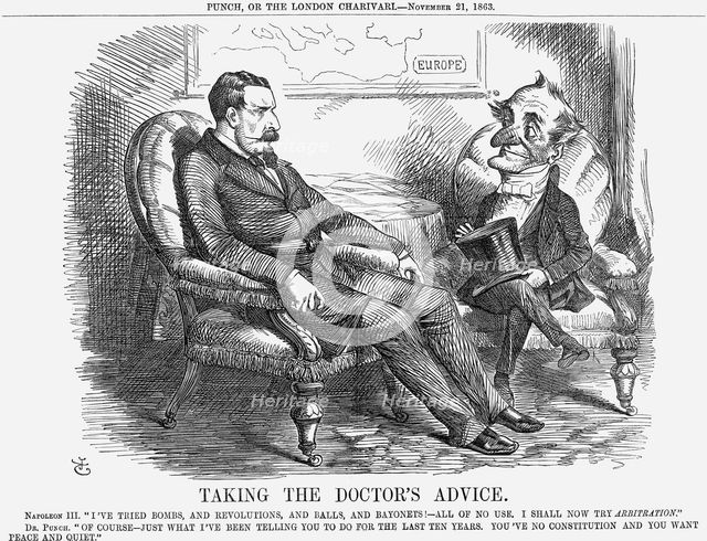 'Taking The Doctor's Advice', 1863. Creator: John Tenniel.