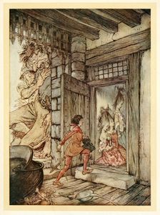 Taking the keys of the Castle, Jack unlocked all the doors, from English Fairy Tales, pub. 1922. Creator: Arthur Rackham (1867 - 1939)