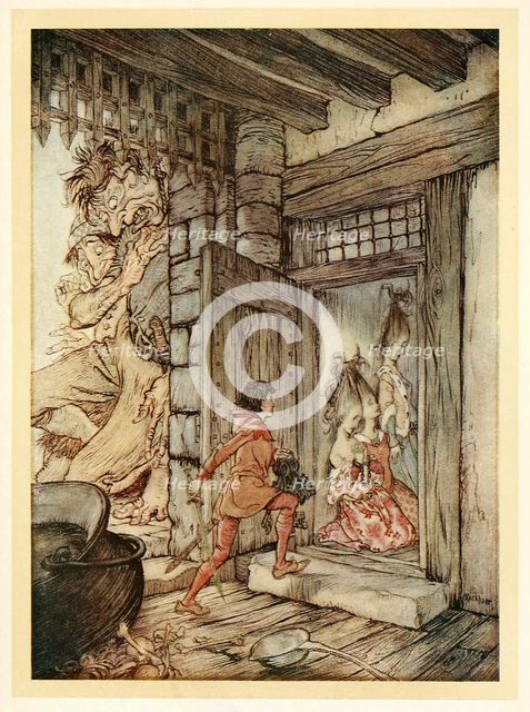 Taking the keys of the Castle, Jack unlocked all the doors, from English Fairy Tales, pub. 1922. Creator: Arthur Rackham (1867 - 1939).