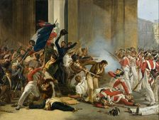 Taking the Louvre, July 29, 1830. Massacre of the Swiss Guards, c. 1832. Creator: Bézard, Jean Louis (1799-1881)