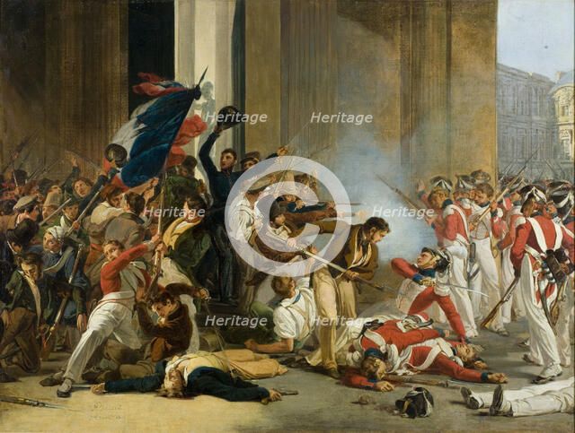 Taking the Louvre, July 29, 1830. Massacre of the Swiss Guards, c. 1832. Creator: Bézard, Jean Louis (1799-1881).