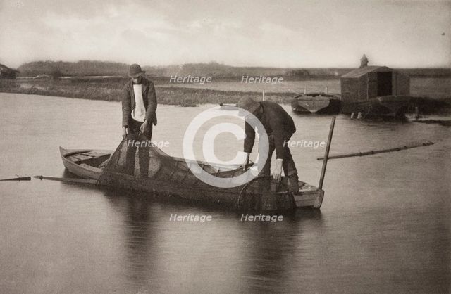 Taking Up the Eel-Net, 1886. Creator: Peter Henry Emerson.