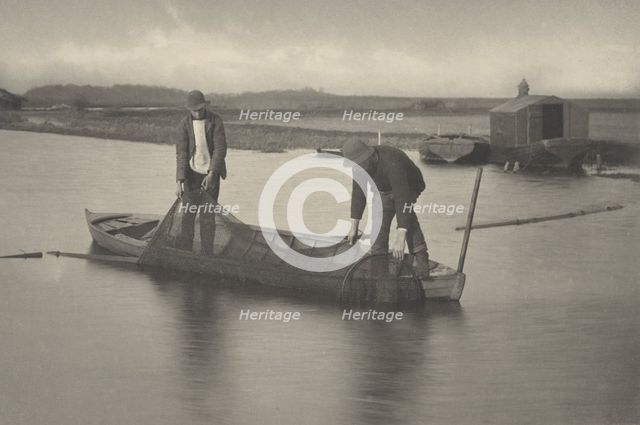 Taking Up the Eel-Net, 1886. Creators: Dr Peter Henry Emerson, Thomas Frederick Goodall.