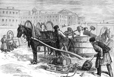 Taking water from the Neva at St. Petersburg - from a sketch by our special artist, 1874. Creator: Unknown