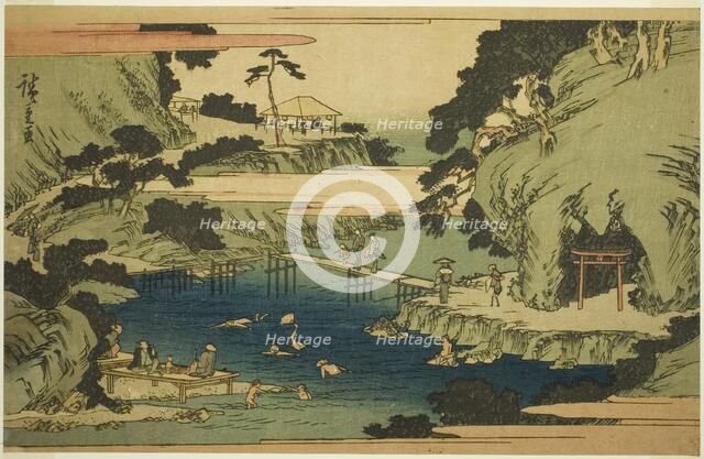 Takinogawa at Oji (Oji Takinogawa), from the series "Famous Places in the Eastern...c. 1839/42. Creator: Ando Hiroshige.