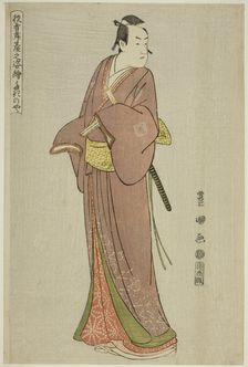 Takinoya: Ichikawa Monnosuke II as Soga no Juro, from the series "Portraits of Actors..., 1794. Creator: Utagawa Toyokuni I