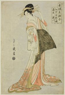 Takigawa of the Ogiya in the First Sale of the New Year (Hatsu uri zashiki no zu), c. 1794/95. Creator: Hosoda Eishi