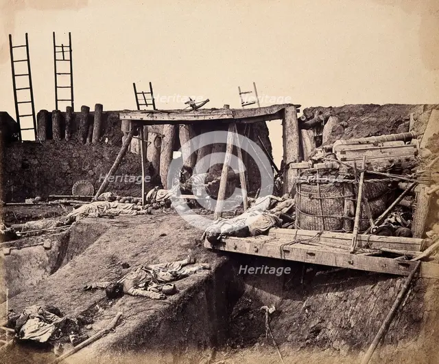 Taku, China: the North Fort: Chinese corpses following the capture of the fort by the Eng..., 1860. Creator: Felice Beato.