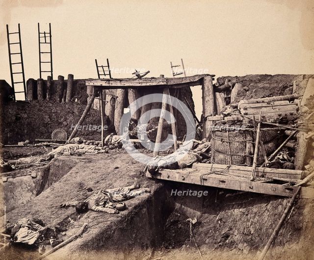 Taku, China: the North Fort: Chinese corpses following the capture of the fort by the Eng..., 1860. Creator: Felice Beato.