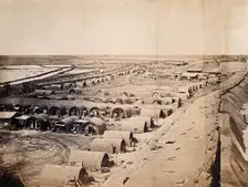 Taku, China: South Taku Fort encampment during the Second China War, 1859. Creator: Felice Beato