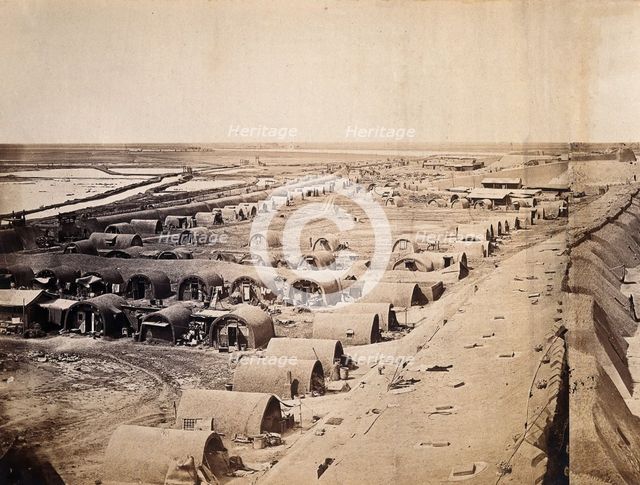 Taku, China: South Taku Fort encampment during the Second China War, 1859. Creator: Felice Beato.