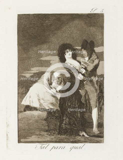 Tal para qual.; Los Caprichos, pl.5, 1799. Creator: Francisco Goya.