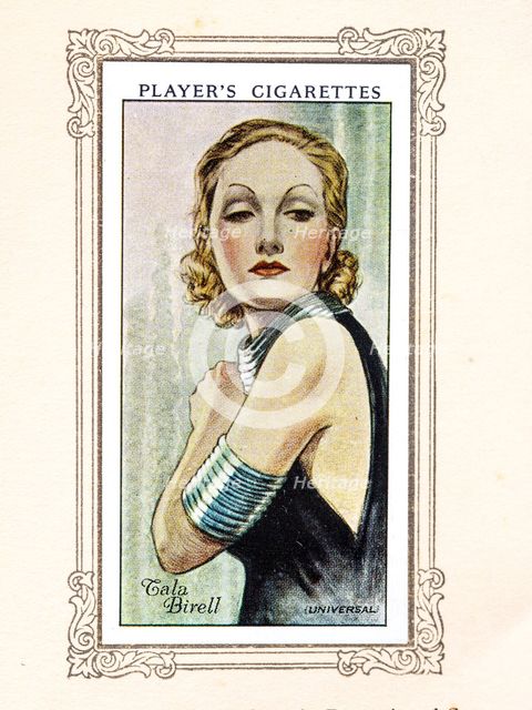 Tala Birell Collectables Picture of movie stars that came with the Players cigarette packet, 1934.  Creator: Unknown.