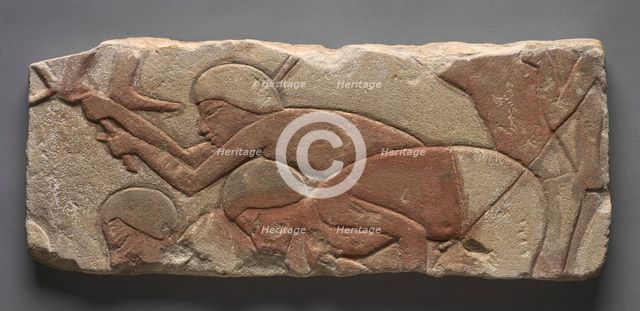 Talatat: Men Hoeing the Earth, c. 1353-1347 BC. Creator: Unknown.