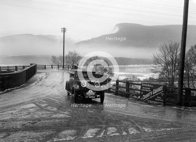 Talbot 14/45 of Kitty Brunell competing in the Monte Carlo Rally, near Strathpeffer, Scotland, 1929. Artist: Bill Brunell.