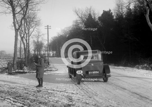 Talbot 14/45 sportsman's coupe of Kitty Brunell at the Monte Carlo Rally, 1929. Artist: Bill Brunell.