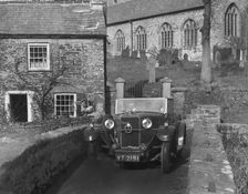 Talbot 14/45 tourer on the packhorse bridge, Altarnun, Cornwall, c1930. Artist: Bill Brunell