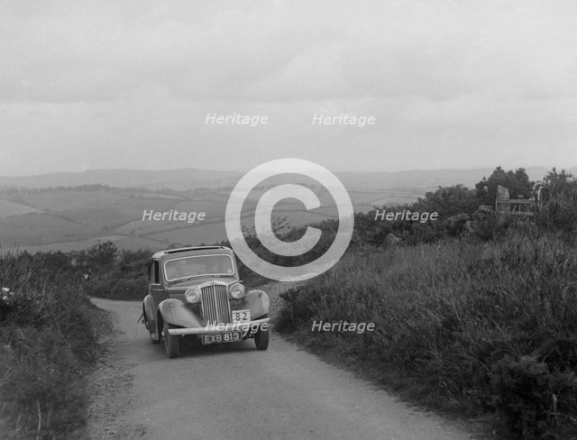 Talbot 10 of LF Phillipson competing in the MCC Torquay Rally, 1938. Artist: Bill Brunell.