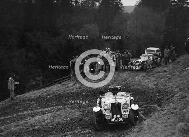 Talbot 10 sports of DH Perring competing in the MCC Edinburgh Trial, Roxburghshire, Scotland, 1938. Artist: Bill Brunell.