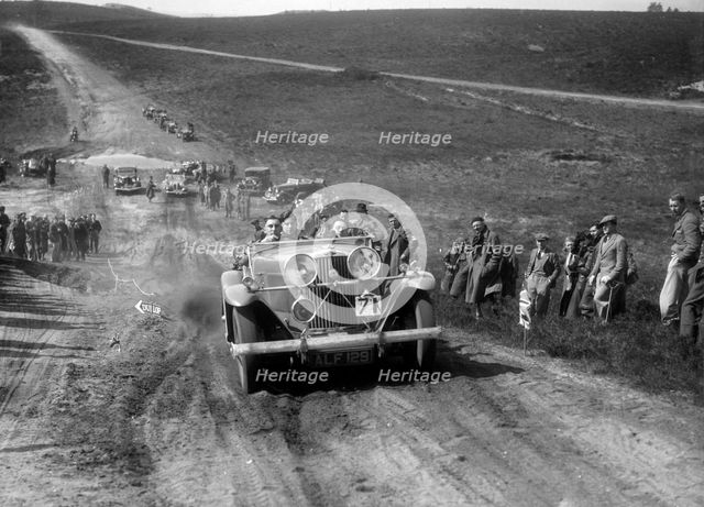 Talbot 105 competing in a motoring trial, Bagshot Heath, Surrey, 1930s. Artist: Bill Brunell.