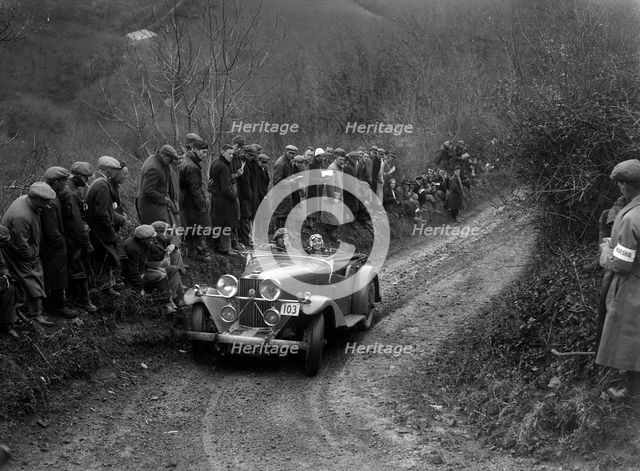 Talbot 105 of HA Nash competing in the MCC Lands End Trial, 1935. Artist: Bill Brunell.